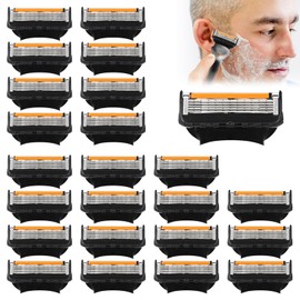 Men's 24-Count 5-Blade Razor Refill Cartridges - Compatible with ProGlide Flexball & Other Major Razor Systems - Premium Wet Shave Replacement Blades for Smooth, Precise Results - Bulk Value Pack