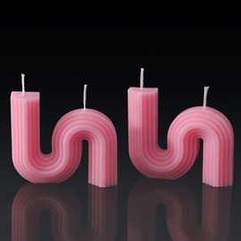 2 Pcs Valentine's Candles Twist Candle Aesthetic Candles S Shape Candle Minimalist Geometric Shaped Candles Soy Wax Scented Candle Art Decorative for Wedding Birthday Valentine's Gift (Light Pink)