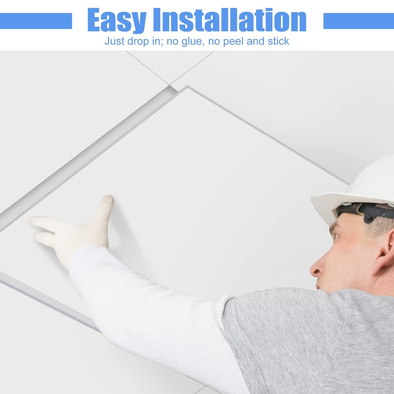 Tondiamo 24 Pcs White Drop Ceiling Tile Smooth PVC Ceiling