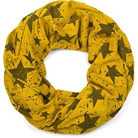styleBREAKER 01017142 Unisex Loop Scarf with Stars Splat Style Print, Lightweight Tube Scarf, Colour Sharpener Pattern, Cloth, curry