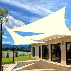Artpuch 24'x24'x24' Customize Sun Shade Sail Cream UV Block 185 GSM Commercial Triangle Outdoor Covering for Backyard, Pergola,(Customized Available) AT-20T
