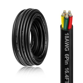 18 Gauge 6 Conductor Electrical Wire, 16.4FT 18AWG PVC Thermostat Wire, Low Voltage Landscape Wire, Flexible Cord for LED Lighting Strips Automotive Garden Bell Speaker