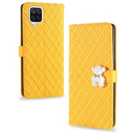 Samyje Compatible with OPPO A54 5G/A74 5G Case Bear Embossed PU Leather Wallet Case Card Slots Magnetic Closure Bumper Flip Cover,Yellow