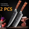 Kitchen Knife Set Japanese Damascus Pattern Stainless Steel 2 Pcs
