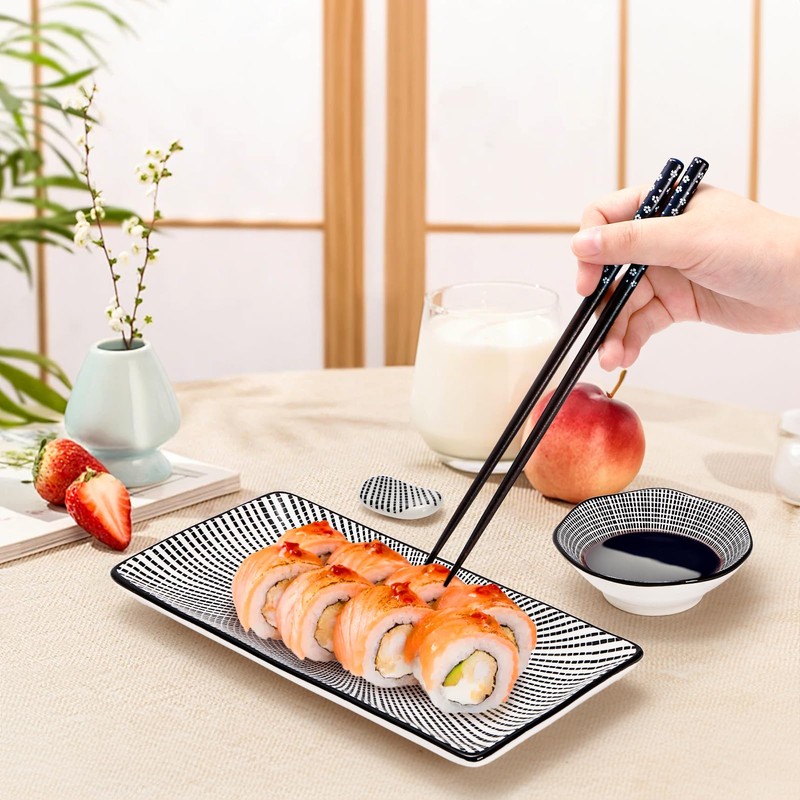 Pumtus 8 Pcs Sushi Plate Set, Ceramic Sushi Serving Set