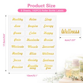 TESWEY 192Pcs Essential Oil Labels Stickers, Roller Bottle Labels for Essential Oils,Waterproof Self Adhesive Labels for Roller Bottles（24 Names, Small Size