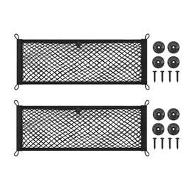 KAKKOII Cargo Net,Universal Storage Pocket Net,Automotive Travel Mesh Elastic Net,Trunk Net, Stretchable Mounting Pouch with Hooks for Car,Boat,Rv,SUV,Trailer 2 Pack (XL-23.6 x 9.8Inch)