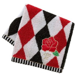 Blooming Anna Sui 109307-0010-04 Large Towel Handkerchief (Approx. 11.0 inches (28 cm), Rose Applique (Red) Women's Towel, Hand Towel, Approx. 11.0 inches (28 cm), red