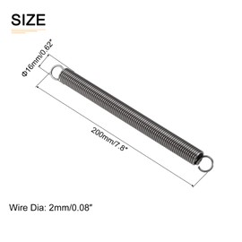 DTGN 2x16x200mm(WxODxL) Extension Spring - 2Pack - Good for Home Repair Machinery - Spring Steel Extended Compressed Spring - Grey