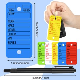 Gersoniel 200 Pcs Poly Car Key Tags with 200 Pcs Rings and 2 Markers, Plastic Key Ring Tags with Labels Identifiers Keychain Labels for Car Truck Rv Dealer Luggage (Multicolor)