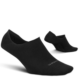 Feetures Everyday Light Cushion Invisible Sock for Men - Anti-Slip Sock Liner with Targeted Compression - Black, L (1 Pair)