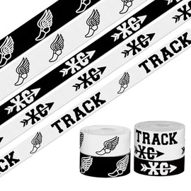 5 Roll 15 Yards Track Field Ribbons, 3/8" 5/8" Black White Grosgrain Ribbons XC Track Sport Fabric Ribbon for Gift Wrapping Ribbons for Wreaths School Party DIY Decoration