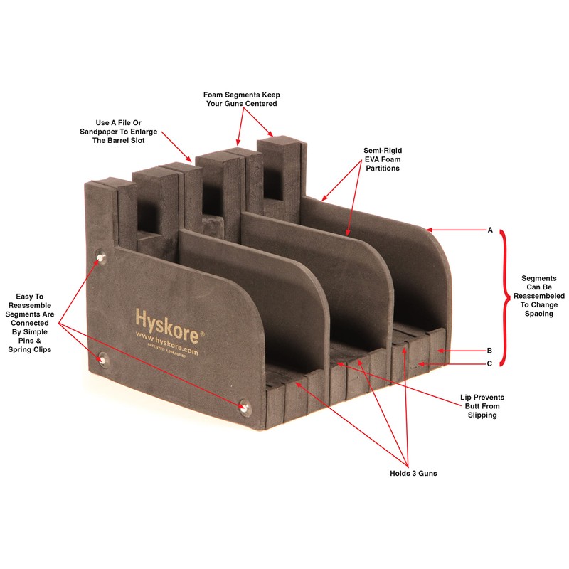 Hyskore #30002 3 Gun Modular Pistol Rack, Black