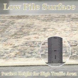 GarveeHome Washable 9x12 Vintage Rug for Living Room - Non Shedding, Soft, Non Slip Large Area Carpet - Low Pile, Stain Resistant for Bedroom and Dining Room, Hazel