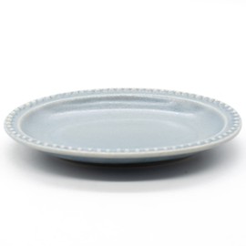 Mino Ware 513-0104 Oval Oval Small Plate, Approx. 5.1 x 3.9 inches (13 x 10 cm), Dots, Sky Gray, Made in Japan