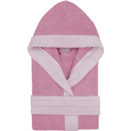 normani Children's Bathrobe Made of 100% Organic Cotton with Hood Terry Towelling Hooded Bathrobe with or without Animal Embroidery, pink