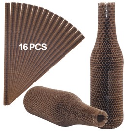Wine Bottle Protector Sleeves by Honeycomb Paper,16 Set Reusable Glass Liquor Bottle Sleeves for Airplane Travel,Transport,Camping-Proof Safety Impact Resist