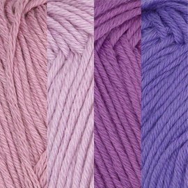 JubileeYarn Bamboo Cotton Sport Yarn - 50g/Skein - Shades of Purple - 4 Skeins