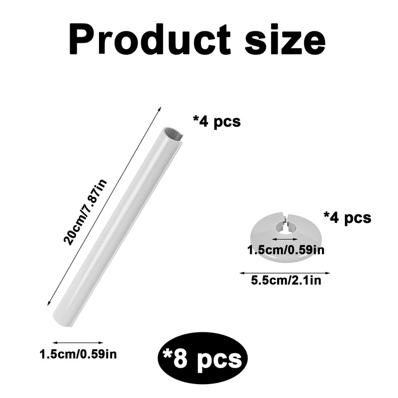 8 Pcs Radiator Pipe Collars, Radiator Pipe Covers White, Pipe