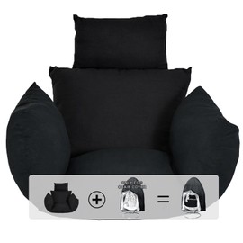 Egg Chair Cushion, Hanging Basket Chair Cushions with Pillow, Soft Outdoor Swing Cushions Replacement with Waterproof Patio Egg Chair Covers (Black)