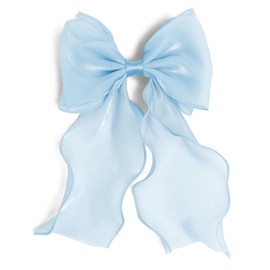 Bow Hair Clips for Women, Large Shiny Blue Bow Hair, French Long Tail Bows Hair Clip, Coquette Bows Hair Accessories for Girls