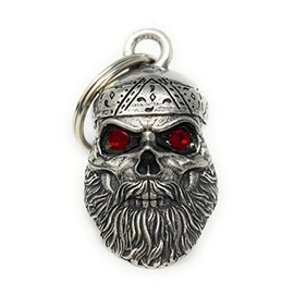 Old School Biker Diamond Skull Bell Motorcycle Biker Bell Accessory or Key Chain for Luck