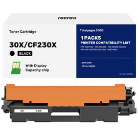 RocRow 30X High Yield Black Toner with Chip Compatible for CF230X Cartridge Work with LaserJet M227fdw M227fdn M203dn M227sdn M203d M227 M203 Printer (Total 1 Pack)