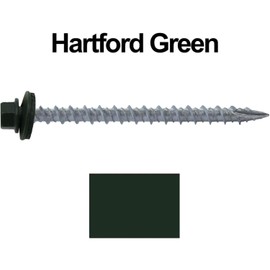 #10 Metal Roofing Screws: (1000) Screws x 2-1/2" Hartford Green Hex Washer Head Sheet Metal Roof Screw. Self Starting/Tapping EPDM Washer. Colored Head for Corrugated Roofing