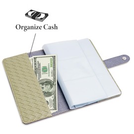Mtzmy PU Leather Business Card Holder for 96 Cards, Ideal for Office and Practice, Business Card Book, Customer Cards, Credit Cards, 1-woven green