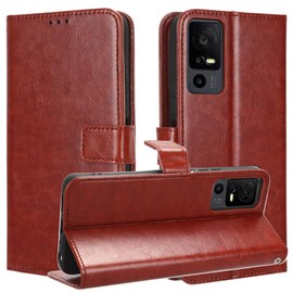 KZIOACSH Wallet Case for TCL 40 XE 5G, [Full Protection] Vintage Premium PU Leather Case Foldable Folio Magnetic Clasp Shockproof Protective Cover with Cash Credit Card Slots for TCL 40 XE 5G, Brown