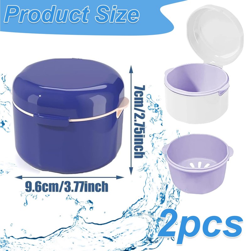2 Stuck Zahnersatz Reinigungsbäder (Blau& Weiß) - Zahnersatz Zahnspangendose, Zahnschiene