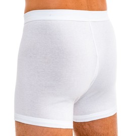 HERMKO 3940 Pack of 4 Men's Pageant Panties with Fly and Cut Leg High Waistband/Waist Made from 100% Organic Cotton, White