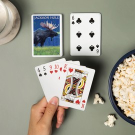 Lantern Press Jackson Hole, Wyoming, Moose at Night (52 Playing Cards, Poker Size Card Deck with Jokers)