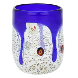 Glass Of Venice Murano Drinking Glass - Silver Liquid Blue Mosaic