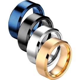 4 Anillos Hombre Negro, Plata, Dorado Y Azul, Anillos de Acero Inoxidable, Anillo Hombre, Anillo para Hombre, Anillo Negro, Anillo Plata, Anillo Dorado, Anillo Azul, Anillos De Hombre, Anillos Negros, Anillos para Hombre Anillo de Hombre Anillo Negro Hom