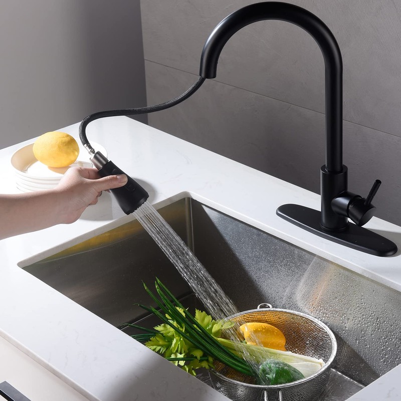 DEOKXZ Kitchen Sink Pull Down Faucet Spout Replacement Black, 3