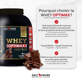 Whey Optimax Protein Powder for Muscle Building Regeneration with Naturally Occurring Glutamine and BCAA Amino Acids Vanilla 500 g Eric Favre