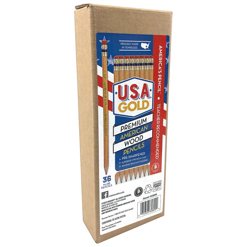 RoseArt U.S.A. Gold Pre-Sharpened American Wood Cased #2 HB Natural