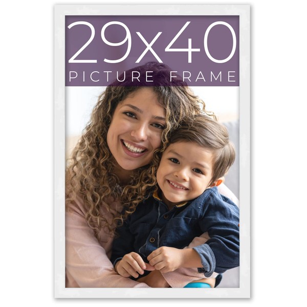 29x40 Frame White Real Wood Picture Frame Width 0.75 Inches