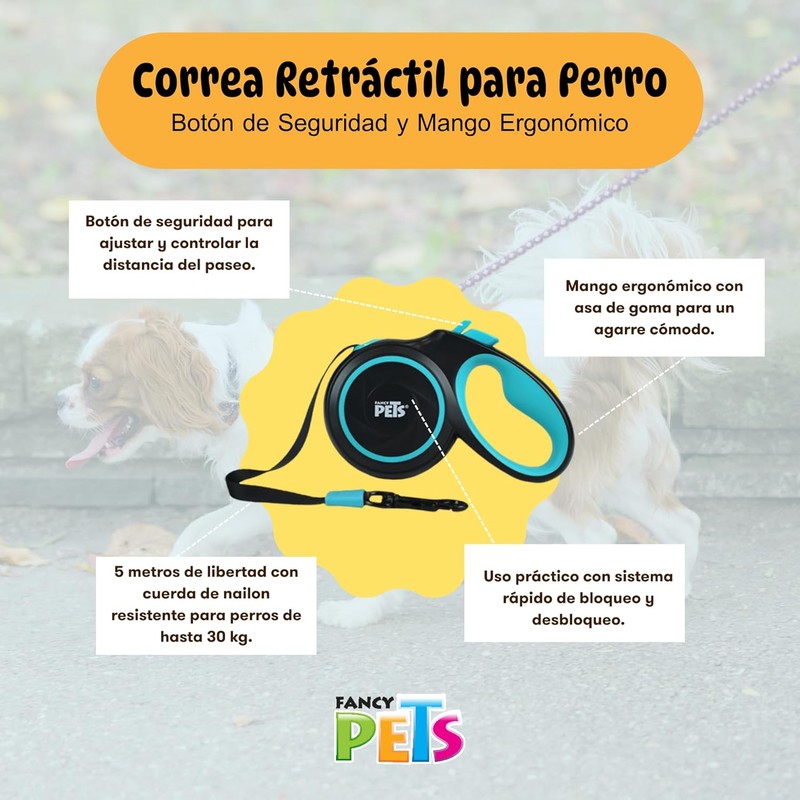 Fancy Pets Correa Retráctil para Perro Spiro, 5 m, hasta