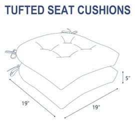 Melody Elephant Patio Wicker Chair Cushions, All Weather Outdoor Tufted Chair Pads Pack of 2, 19 x 19 x 4 Inch U-Shaped Seat Cushions of Garden Furniture Decoration, Faylinn Shadow Paisley