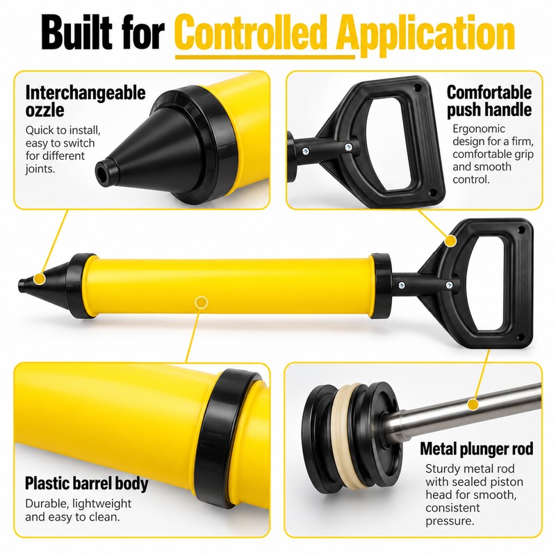 Manual Grout Filling Gun for Tile & Masonry – 4-Nozzle
