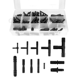 QWORK® 113 STK Schlauchverbinder Set - 12 Größen T Stück Gerade Stück und Reduzierstück - für Scheibenwaschanlage Schlauch, Gartenschläuche und Bewässerungssystem