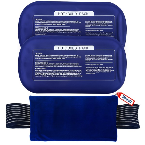 3 Pack Hot and Cold Ice Packs for Injuries Reusable,