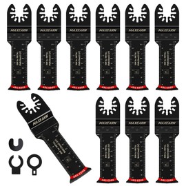 MaxEarn 10Pcs 70mm Extra Long Oscillating Saw Bla-des, Titanium Multitool Bla-des with 3 Adapter, Universal Quick Release Oscillating Tool Accessories for Cutting Metal, Wood, Plastic