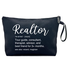 Cusrtyh Realtor Definition Funny Canvas Zipper Makeup Bag, Travel Accessories Storage Toiletries Bag, Realtor Gifts for Women, Realtor Thanks Gifts, Gifts for Clients Salesperson Broker New Broker