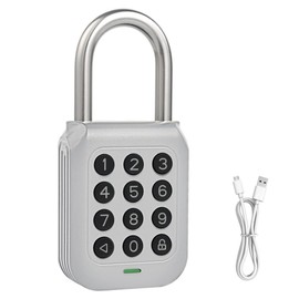 Bouware Smart Padlock Alpha1 Heavy-Duty Electronic Padlock Combination Weatherproof Digital Keypad Number Button Locks with Code, Outdoor/Indoor Use with Upgraded Security Features (Silver)
