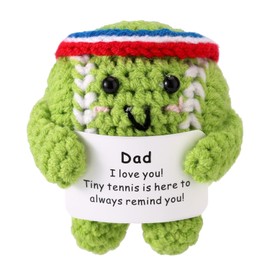 Positive Tennis Ball, Inspirational Tennis Ball Cute Funny Emotional Knitted Support Doll Crochet Toy with Positive Card for Sports Lover Friends Party Decorations, I Love You Dad Gifts