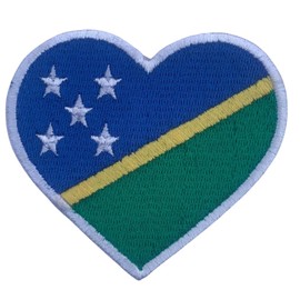 Solomon Islands Embroidered Heart Flag Patch – Iron-On National Emblem Applique – Tactical Military Patch for Jackets, Backpacks, Hats – 6.5 x 7 cm
