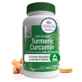 Health Thru Nutrition Complejo de Curcumina de Cúrcuma 1000Mg | Como Bcm-95 Curcugreen Clínicamente Estudiado | Certificado Vegano | (sin Ogm e Hipoalergénico (paquete de 180))